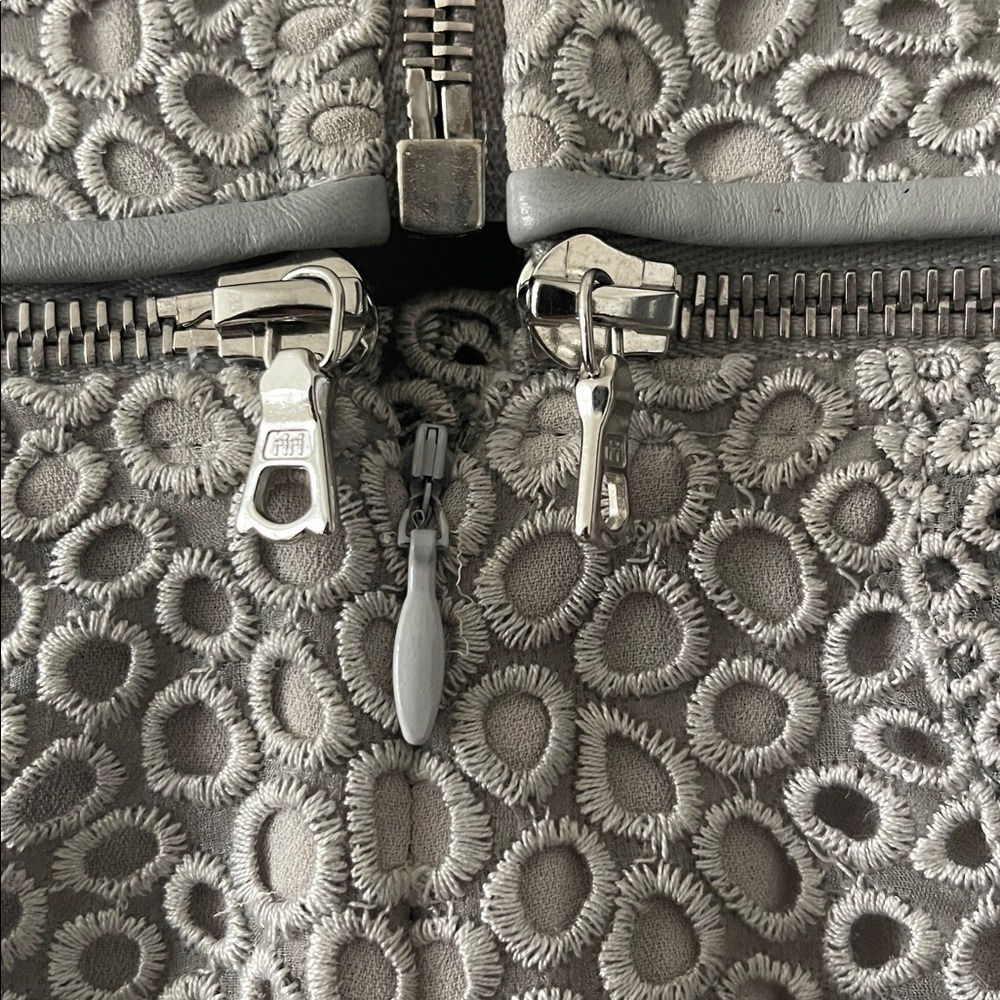 Yigal Azrouel Textured Eyelet Zipper Gray Mini‎ Dress 0 - Picture 9 of 16
